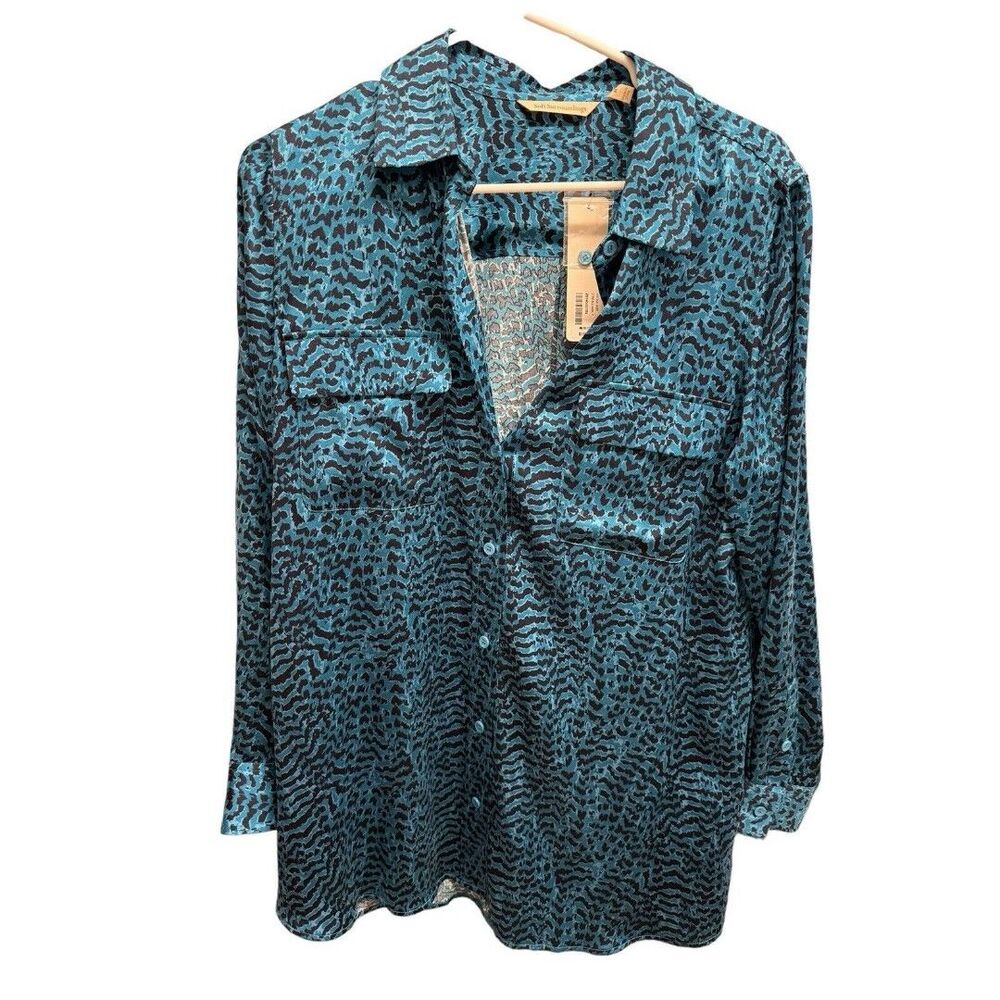 Soft Surroundings Silk Animal Print Blouse M Abstract Safari Zebra Maximalist